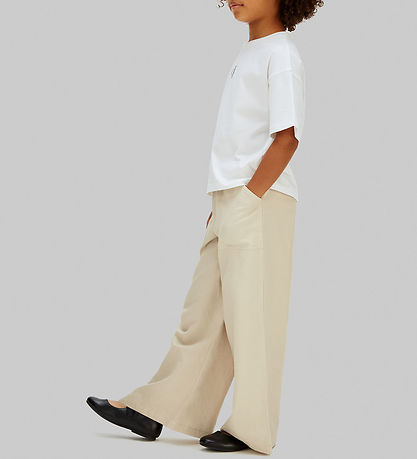 Calvin Klein Bukser - Wide Leg - OatmealGREY