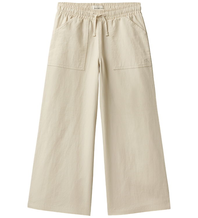 Calvin Klein Bukser - Wide Leg - OatmealGREY
