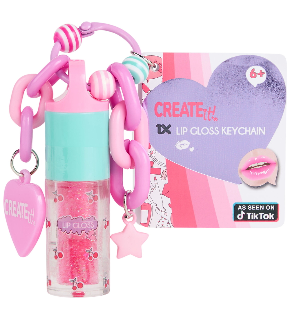 Create It Lipgloss m. Schlüsselanhänger - Glitzer Erdbeere - Create it - One Size - Schminke