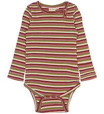 Petit Piao Bodysuit l/s - PpSong - Dusty Rose Multistriped