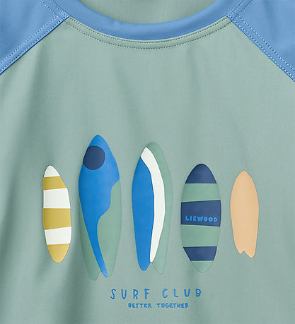 Liewood Badebluse - Noah - UV40+ - Boards/Light Peppermint