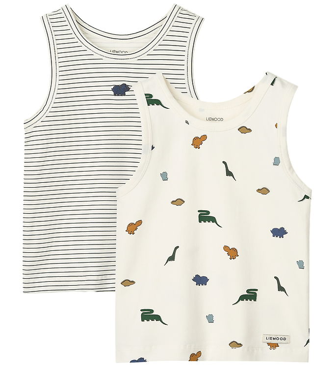 Liewood Tanktop - 2-pak - Faris - Mini Dinosaurus Cream/Stripe M