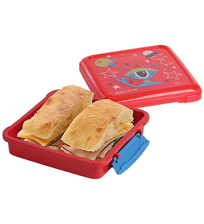 Sistema Madkasse - Sandwich Box - 450ml - Rød/Blå m. Print
