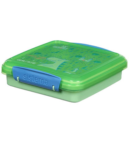Sistema Madkasse - Sandwich Box - 450ml - Grøn/Blå m. Print