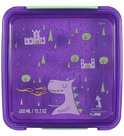 Sistema Madkasse - Sandwich Box - 450ml - Lilla/Grøn m. print