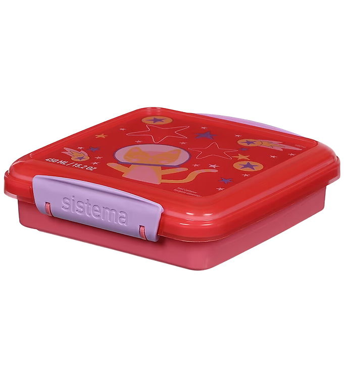 Sistema Madkasse - Sandwich Box - 450ml - Rosa/Lilla m. Print