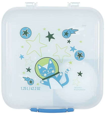 Sistema Madkasse - 1,25 L - Bento Cube - Hvid/Blå m. Print