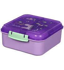 Sistema Madkasse - 1,25 L - Bento Cube - Lilla/Grøn m. Print