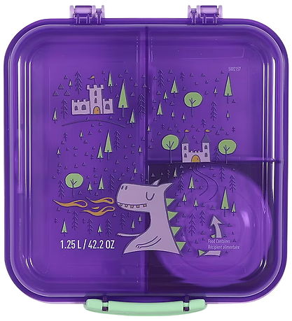 Sistema Madkasse - 1,25 L - Bento Cube - Lilla/Grøn m. Print