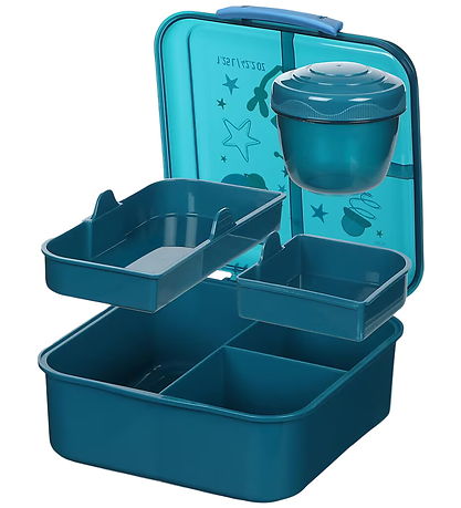 Sistema Madkasse - 1,25 L - Bento Cube - Blå m. Print