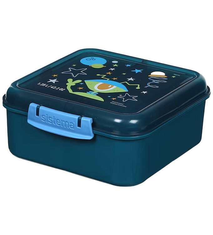 Sistema Madkasse - 1,25 L - Bento Cube - Blå m. Print