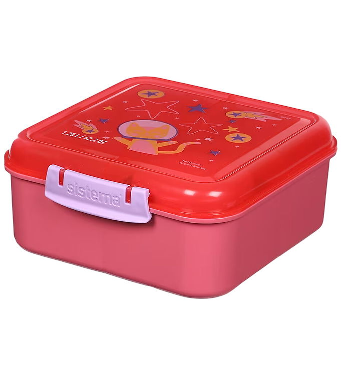 Sistema Madkasse - 1,25 L - Bento Cube - Rosa/Lilla m. Print