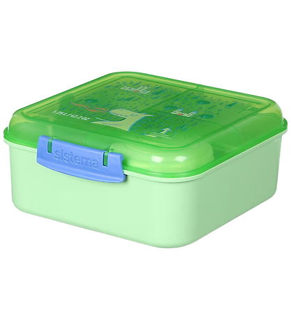 Sistema Madkasse - 1,25 L - Bento Cube -  Grøn/Blå m. Print