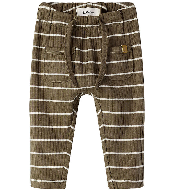 Lil Atelier Bukser - Rib - NbmKail - Shitake/Turtledove billede