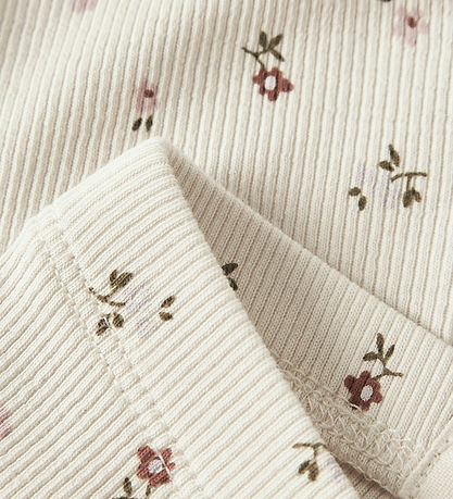 Lil Atelier Leggings - Rib - NbfGago - Turtledove/Floral