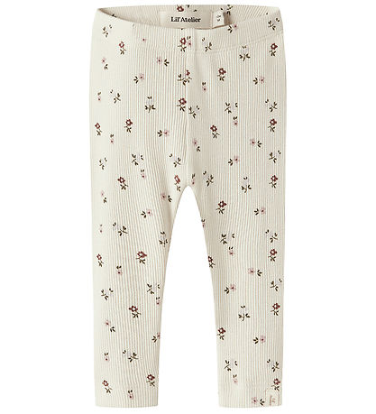 Lil Atelier Leggings - Rib - NbfGago - Turtledove/Floral