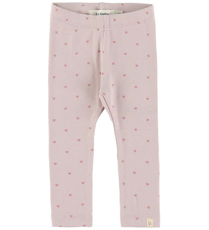 Lil Atelier Leggings - Rib - NbfGago - Hushed Violet/Heart