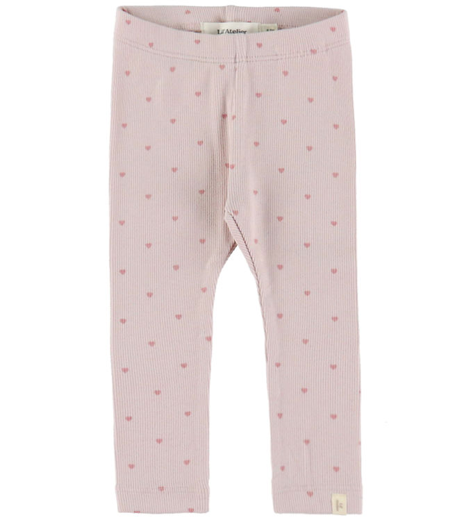 Lil Atelier Leggings - Rib - NbfGago - Hushed Violet/Heart billede