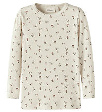 Lil Atelier Bluse - Rib - NmfGago - Turtledove/Floral