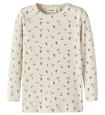 Lil Atelier Bluse - Rib - NmfGago - Turtledove/Floral