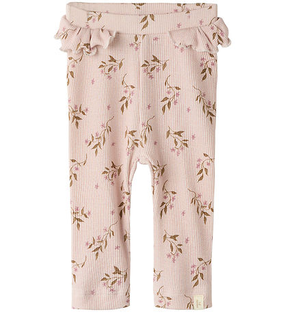 Lil Atelier Leggings - Rib - NbfGavo - Hushed Violet/Flowers