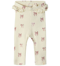 Lil Atelier Leggings - Rib - NbfGavo - Turtledove/Bow