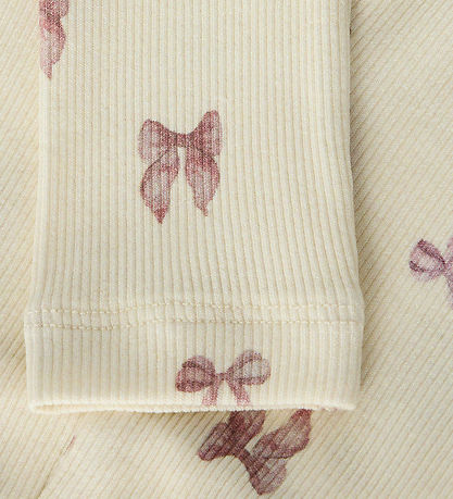 Lil Atelier Leggings - Rib - NbfGavo - Turtledove/Bow