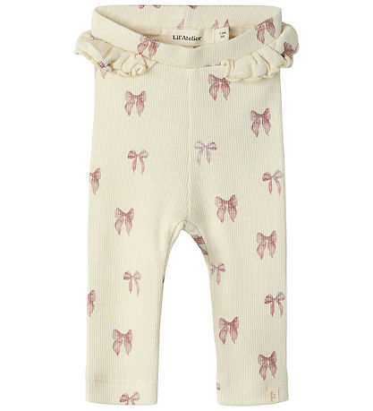 Lil Atelier Leggings - Rib - NbfGavo - Turtledove/Bow