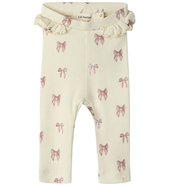Lil Atelier Leggings - Rib - NbfGavo - Turtledove/Bow billede