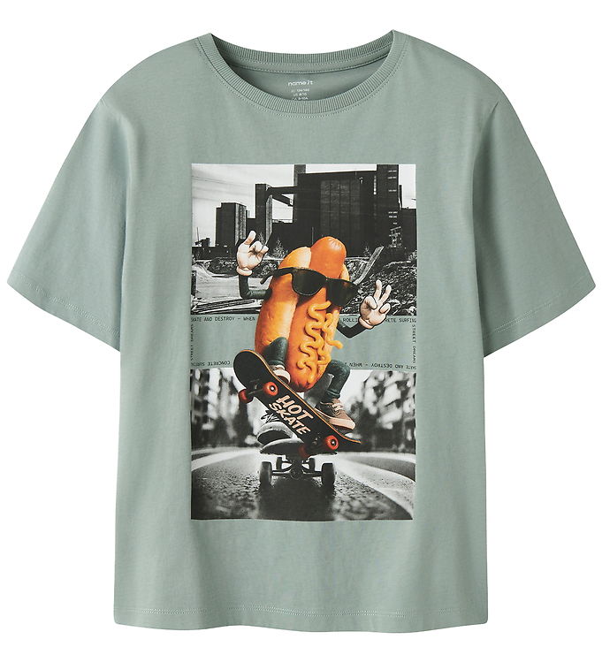 Name it T-shirt - NkmVoto - Green Milieu/Hotdog