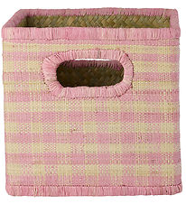Rice Kurv - Raffia - Pink Checks