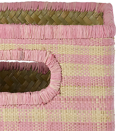 Rice Kurv - Raffia - Pink Checks