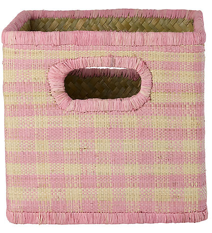 Rice Kurv - Raffia - Pink Checks