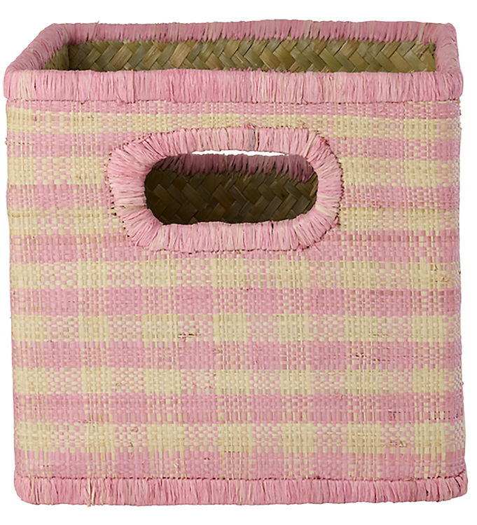 Rice Opbevaringskurv - Raffia - 21,5x21,5x20 cm - Pink Tern