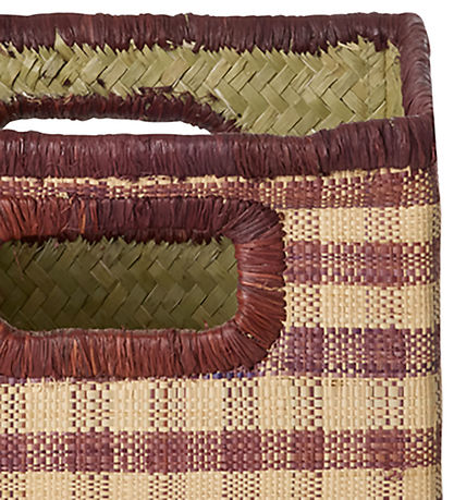 Rice Kurv - Raffia - Brown Checks