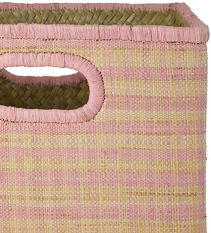 Rice Kurv - Raffia - Pink Checks