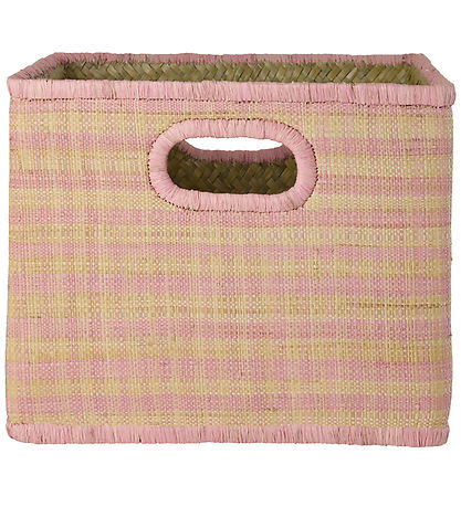 Rice Kurv - Raffia - Pink Checks