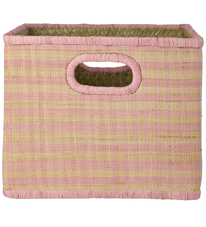 Rice Opbevaringskurv - Raffia - 30x30x25 cm - Pink Tern