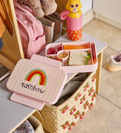 Rice Madkasse - m. 6 Rum - Pink ABC Rainbow print