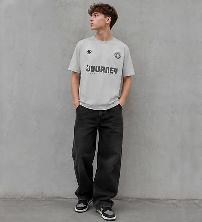 Hound T-shirt - HdBlake - Light Grey m. Print