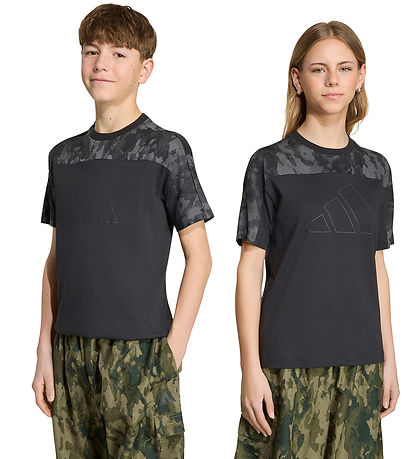 adidas Performance T-shirt - J Camo - Black/Carbin