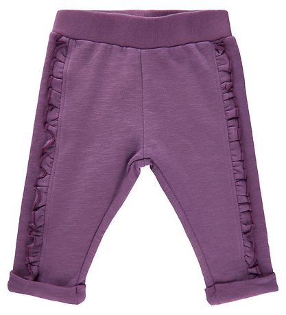 Minymo Sweatpants - Grape Jam m. Flæser Minymo Sweatpants - Grape Jam m. Flæser