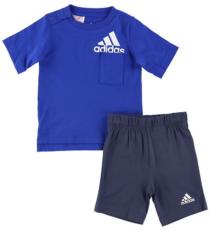 adidas Performance Sæt - T-shirt/Shorts - Royal Blue/Hvid adidas Performance Sæt - T-shirt/Shorts - Royal Blue/Hvid