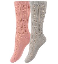Minymo Strømper - 2-Pak - Grå/Rosa Minymo Strømper - 2-Pak - Grå/Rosa