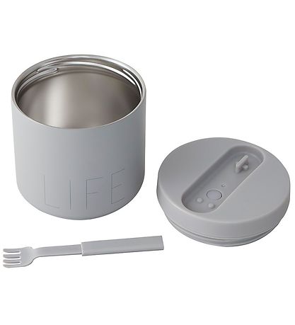 Design Letters Madkasse m. Gaffel - Thermo Lunch Box - Stor - Gr