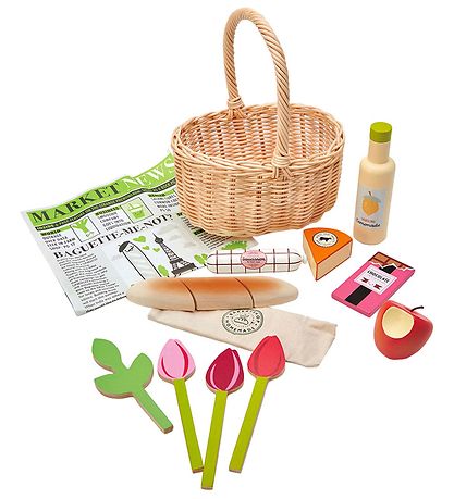 Tender Leaf Trælegetøj - Flettet Kurv Med Varer