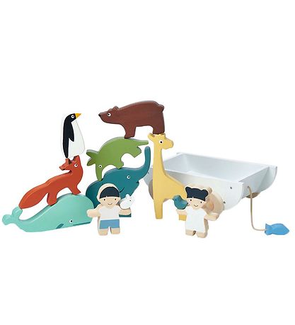 Tender Leaf Wooden Toy - Pullcart With Toy Figurine Tender Leaf Wooden Toy - Pullcart With Toy Figurine