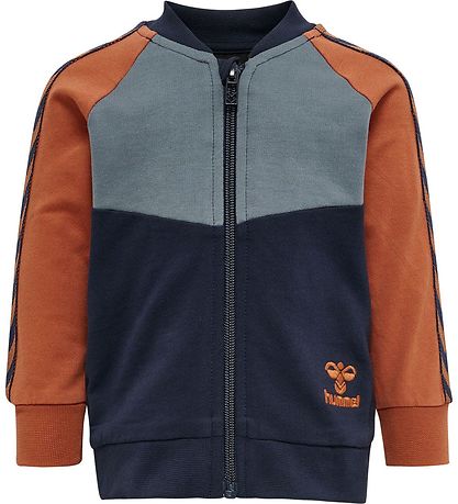 Hummel Cardigan - hmlPuk - Black Iris m. Brun/Støvet blå