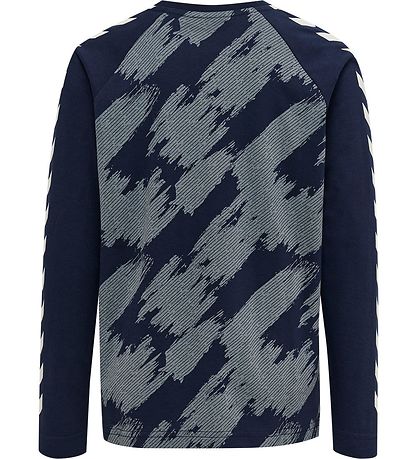 Blouse m/l Hummel - hmlZion - Black Iris/Vieux Bleu av. Blanc