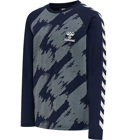 Blouse m/l Hummel - hmlZion - Black Iris/Vieux Bleu av. Blanc